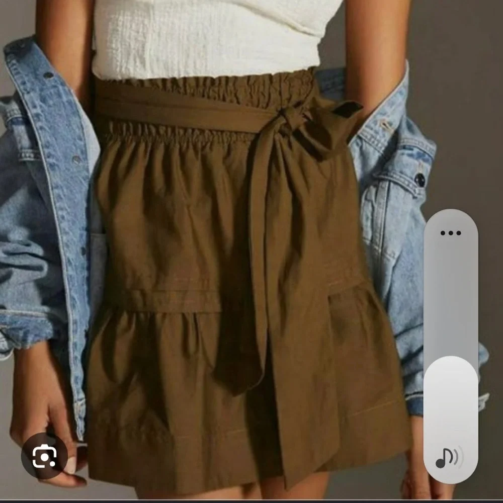 Anthropologie Maeve Green A-Line Skirt with Bow‎ Detail